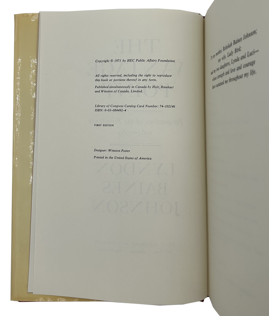 The Vantage point book showing copyright page and text